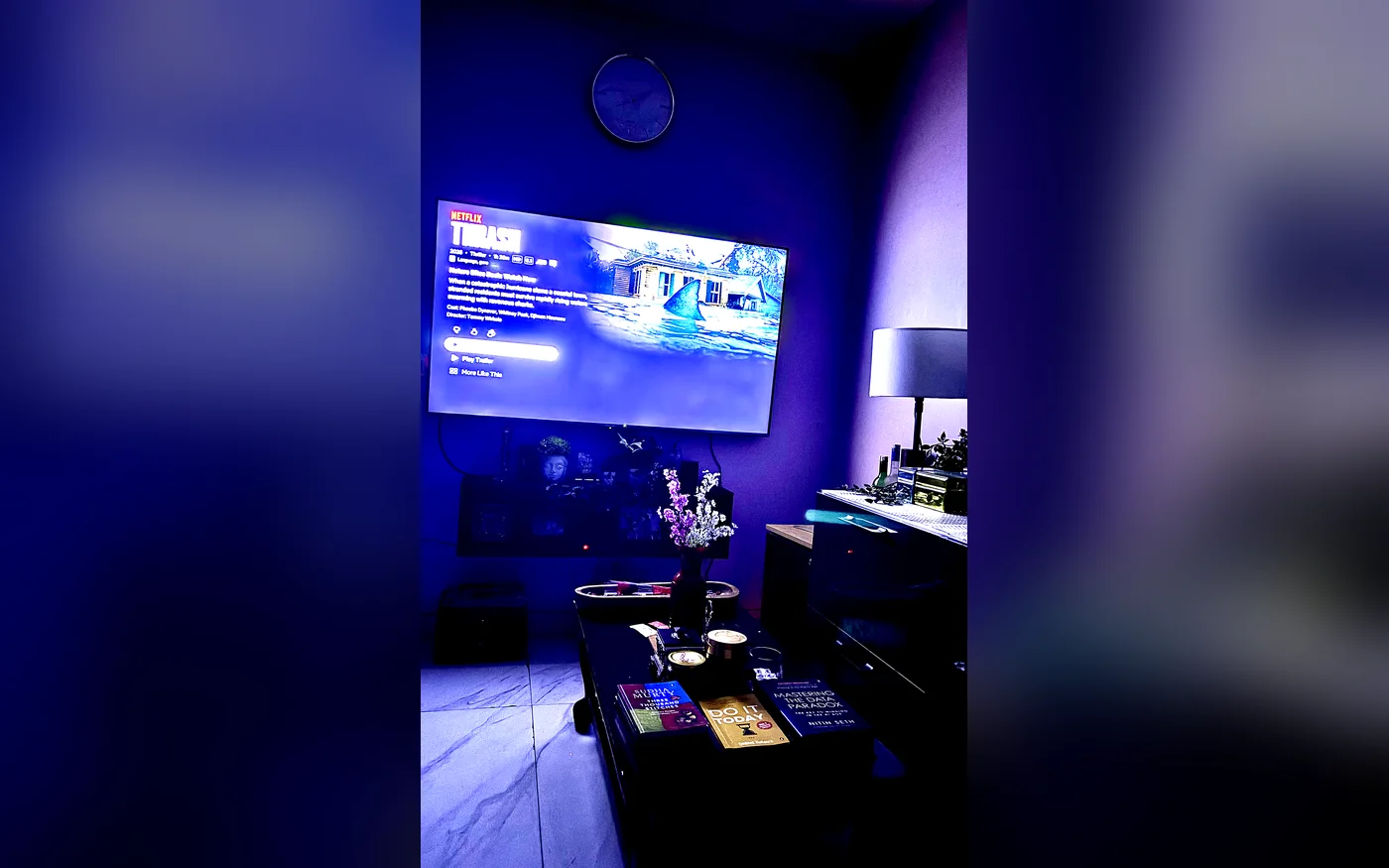 Thrash playing on a television during a home movie night