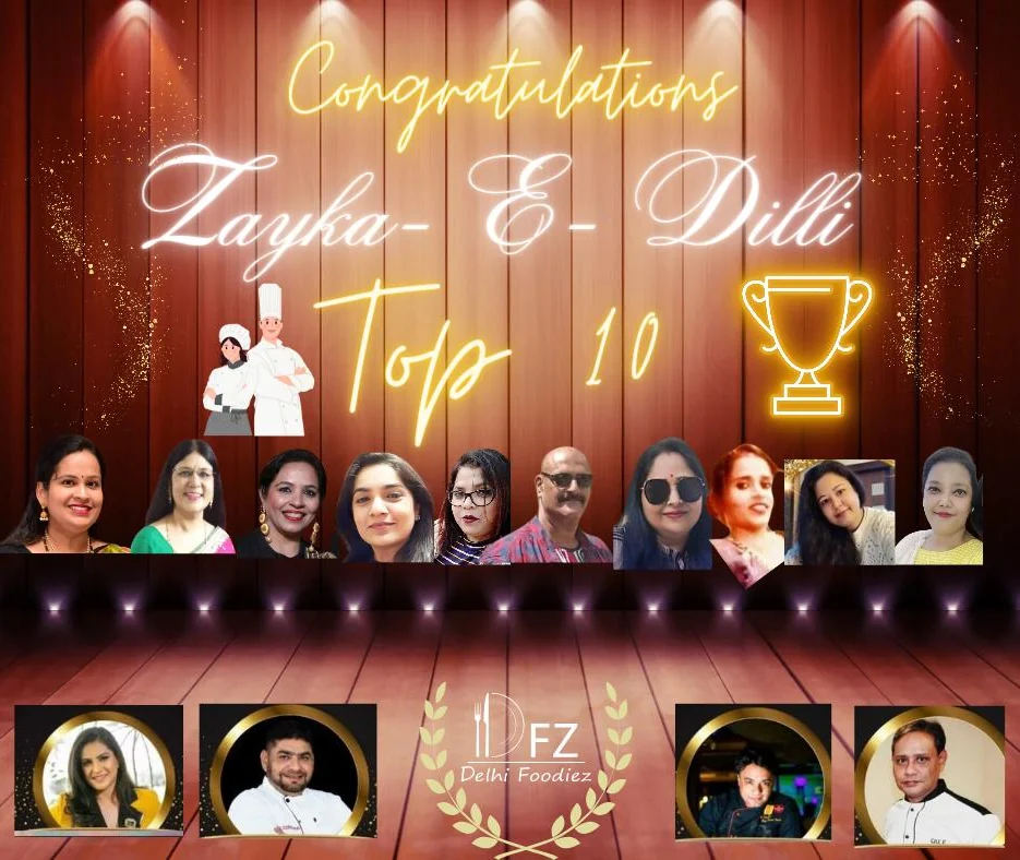 The Zayka-e-Dilli Top 10 graphic showing headshots of all ten finalists under a trophy