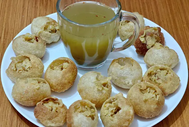 Home-made chaat spread with gol gappe and papdi chaat