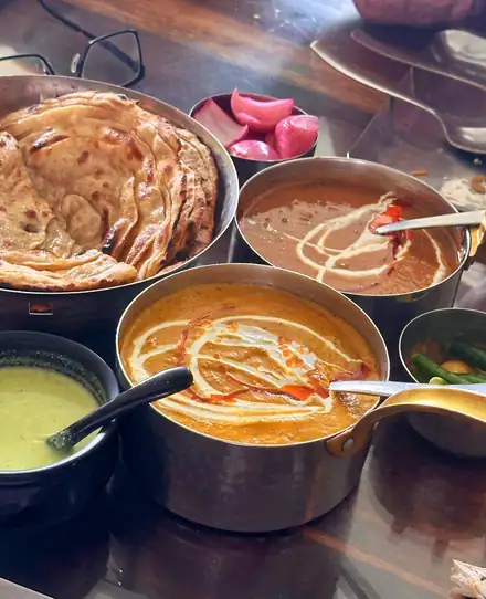 Lachha parathas, dal makhani and paneer makhani at Uss da Dhaba, Dehradun